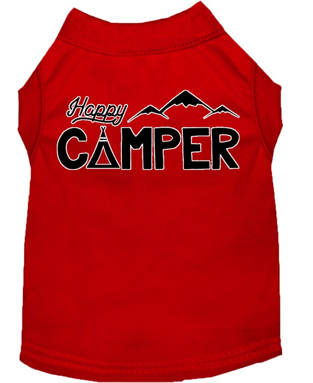 Happy Camper Screen Print Dog Shirt Red Med